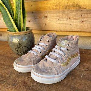 High-top Vans in pink + gold